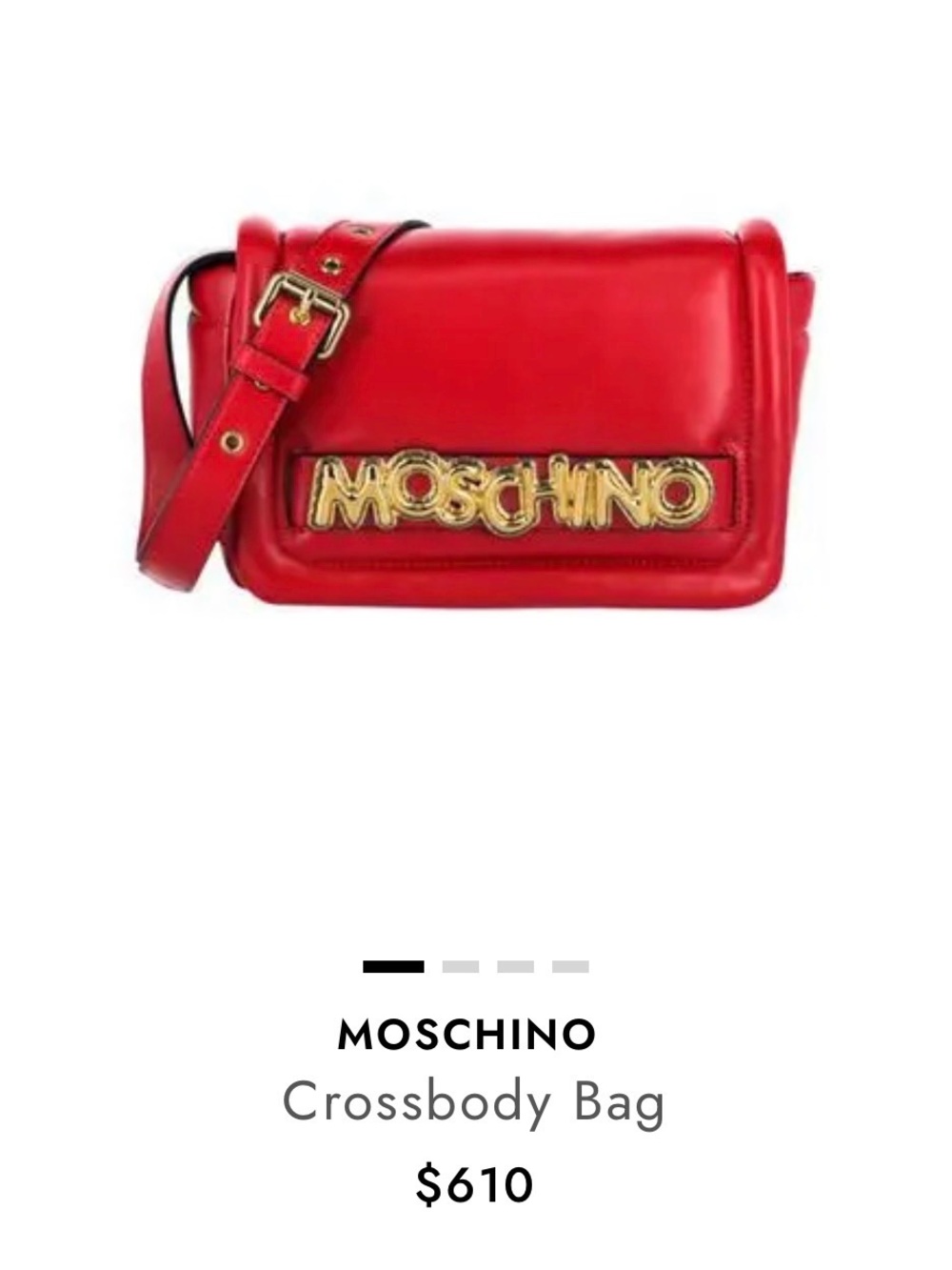 Moschino Red Leather Crossbody with Gold Logo